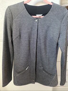 Calvin Klein Charcoal Gray Zip-Front Knit Blazer